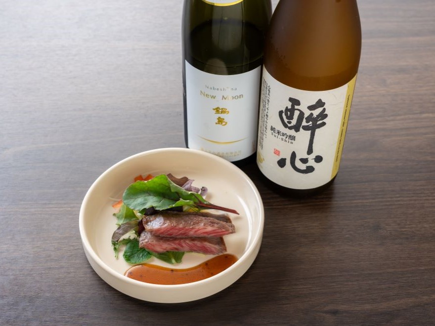日本酒とローストビーフ